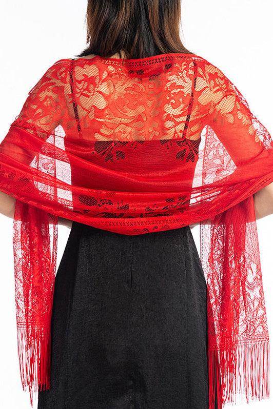 Lace Shawl with Tassels CJ0101 - COCOMELODY